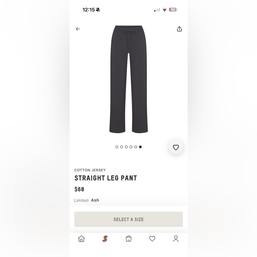 ISO Skims Cotton Jersey Straight Leg Pants in Ash